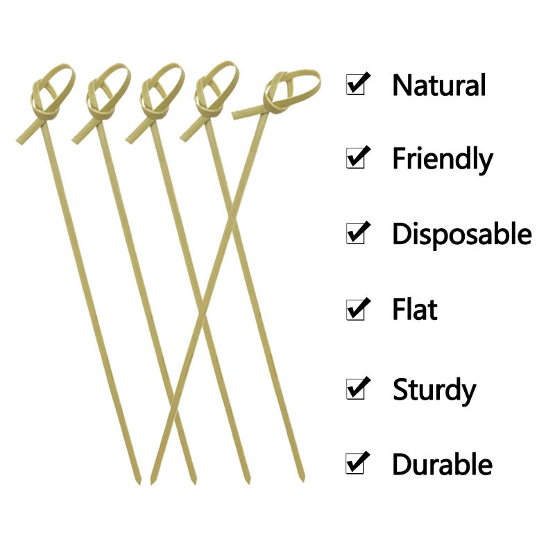 BLUETOP BLUE TOP Bamboo Cocktail Picks 100 PCS Bamboo Skewers 6 Inch with Looped Knot  Food Picks Party Toothpicks for Appetizers Cocktail Drinks Barbecue Snacks Club Sandwiches. - Image 4